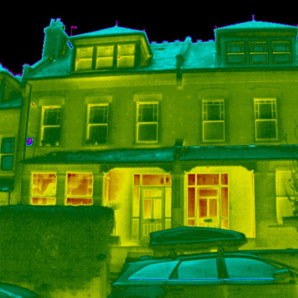 Thermographic survey thermal photo of a building in North London