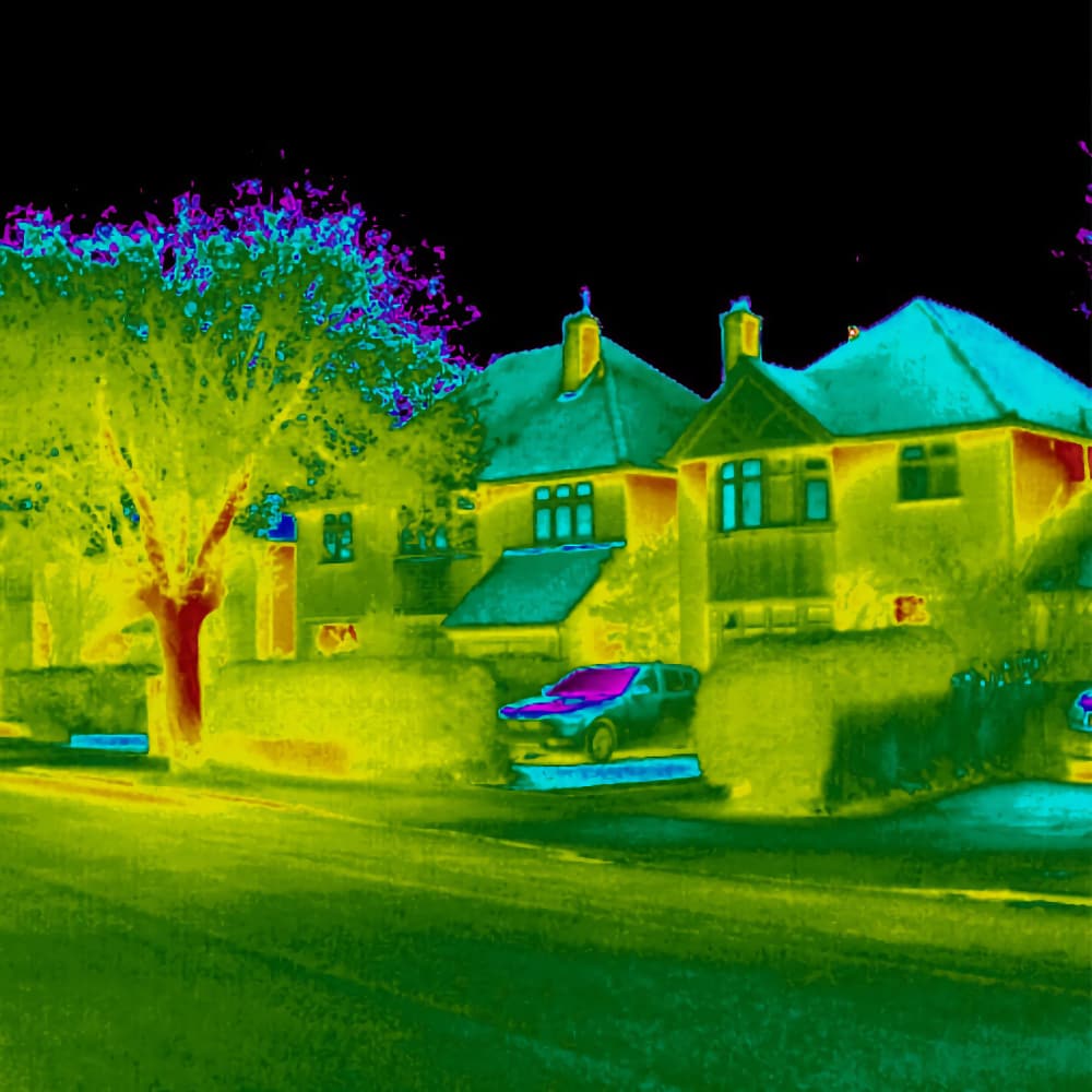 Thermographic survey thermal image of a building in St Albans, Hertfordshire