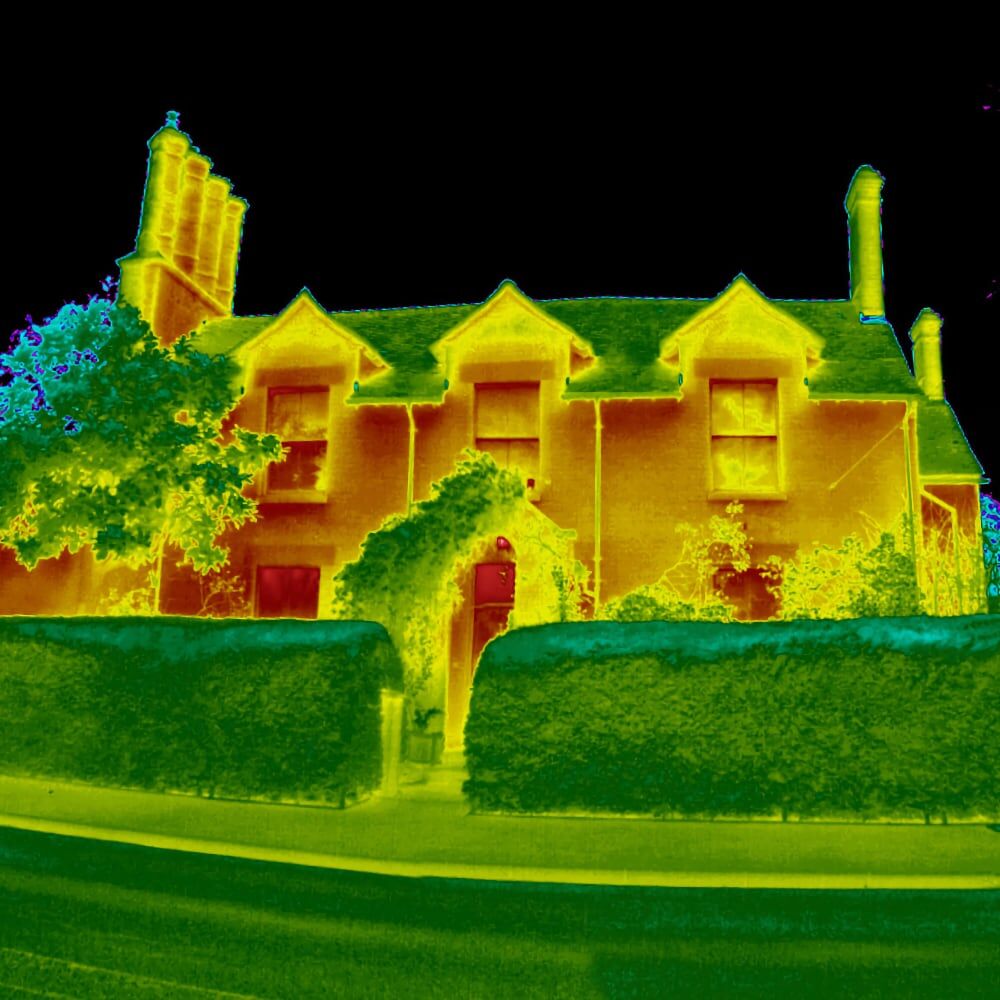 Thermographic survey thermal image of a building in Cambridgeshire
